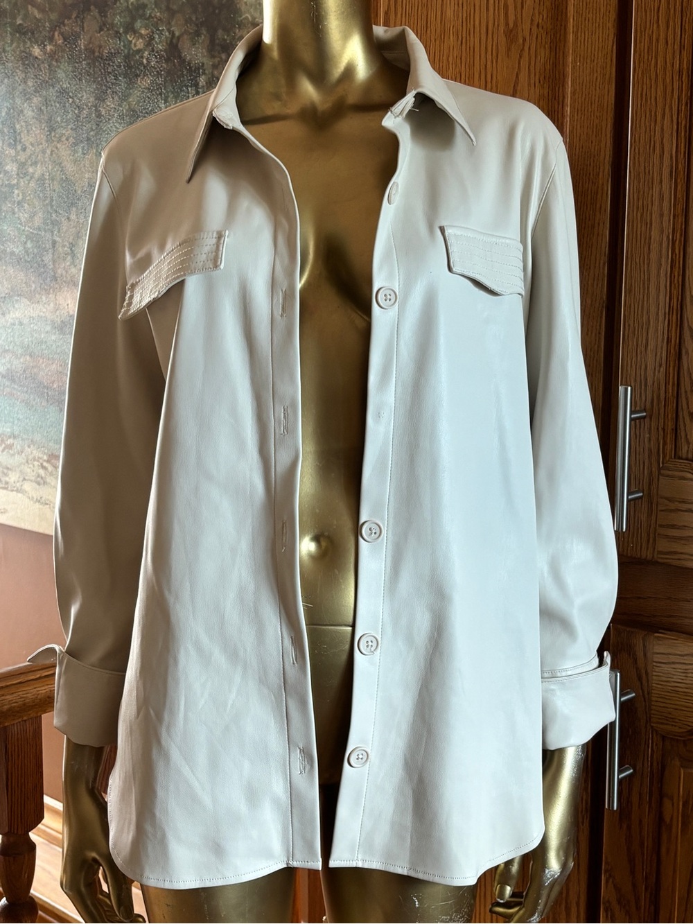 BB Dakota by Steve Madden Cream Leather Button-Up Jacket